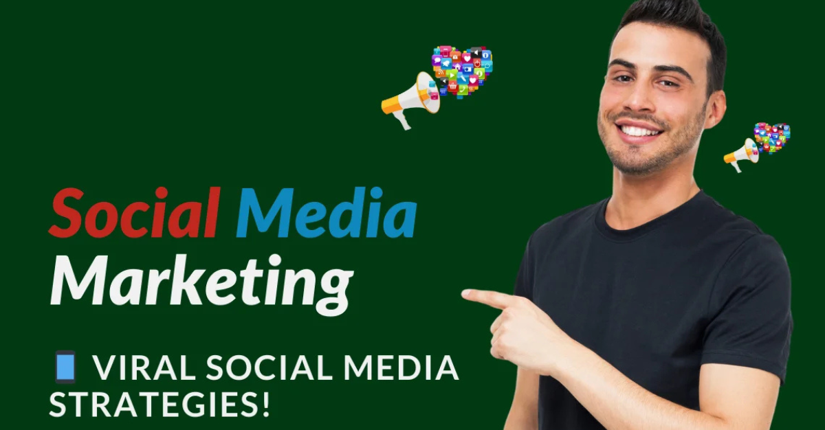Social media marketing expert promoting viral social media strategies for business growth and brand awareness