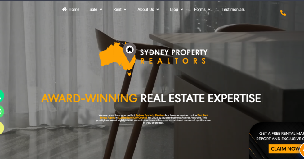 Sydney real estate website design Modern real estate website showcasing property listings in Sydney