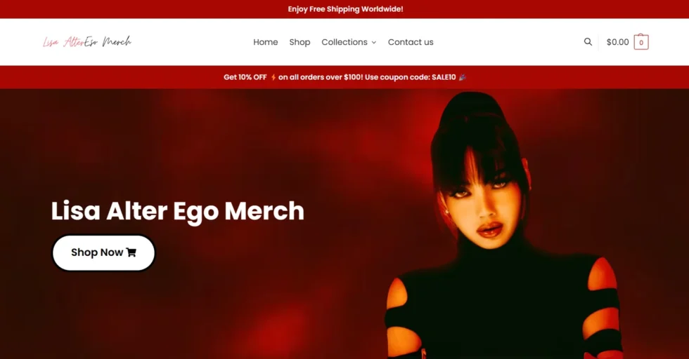 Lisa-Alter-Ego-Merch Lisa Alter Ego Merch website homepage showcasing modern e-commerce layout and product showcase