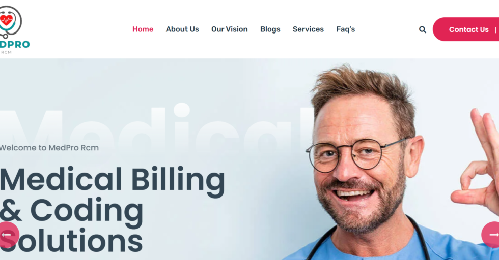 "MedPro RCM medical billing and coding solutions for healthcare providers – professional WordPress website homepage"