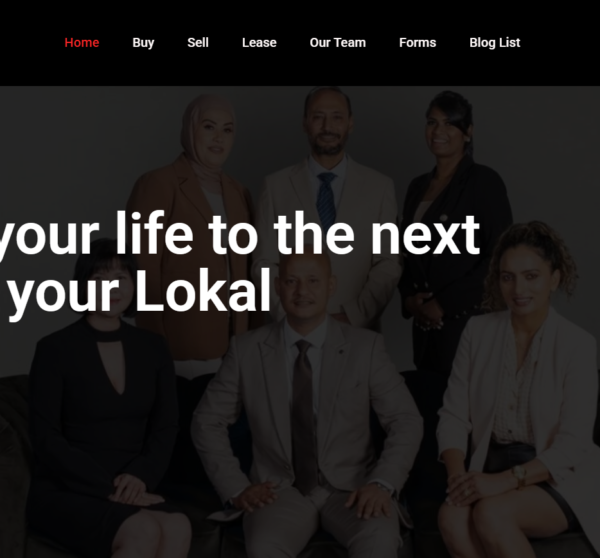 Lokal Agent website homepage showcasing modern real estate layout and property listings
