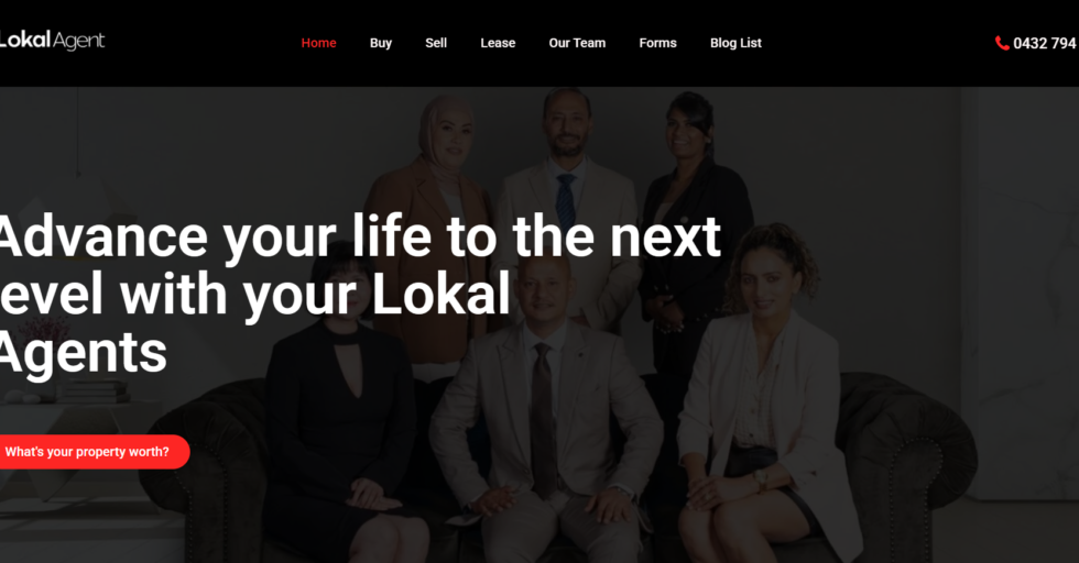 Lokal Agent website homepage showcasing modern real estate layout and property listings