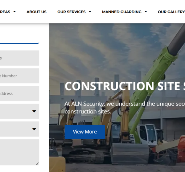 ALN Security website homepage showcasing professional layout and service-focused design